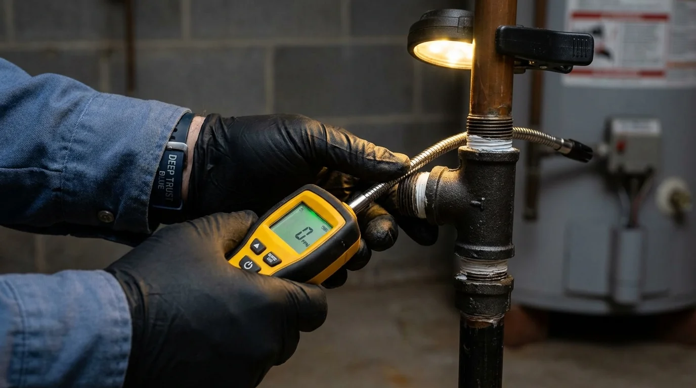 Gas leak detection with electronic sniffer by Johns Plumbing LLC in Nevada City