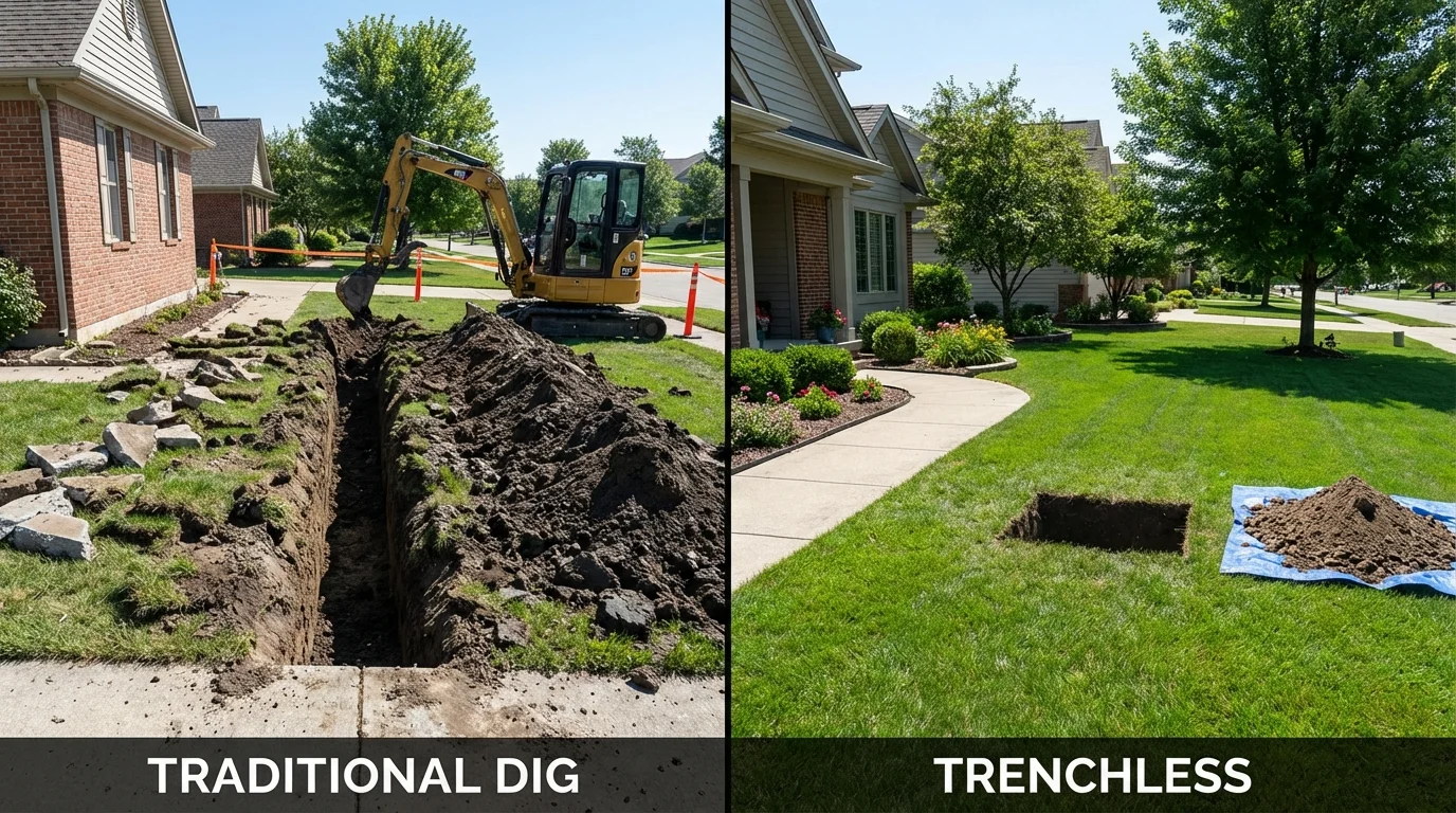 Trenchless sewer repair with minimal yard damage versus traditional excavation in Nevada City, CA